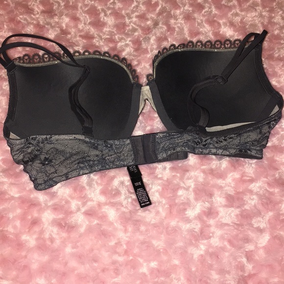 💋Victoria’s Secret❤️Gun Metal Grey padded Demi lace underwire,padded Sz36C bra - Picture 6 of 8